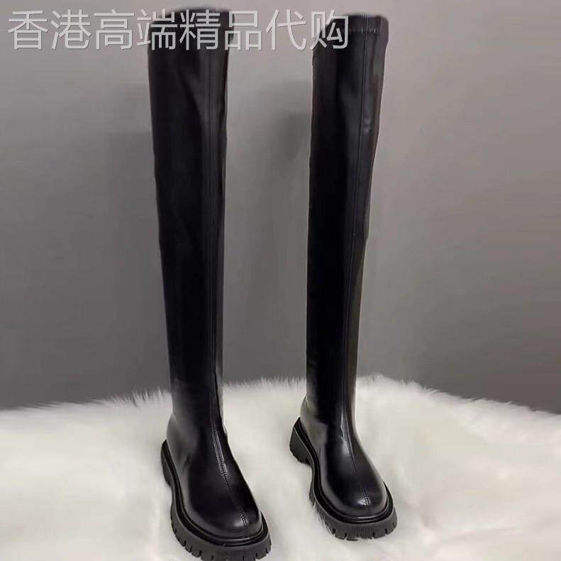 欧洲站英伦风长筒靴女2025秋冬马丁靴厚底显瘦过膝平底靴真皮长靴