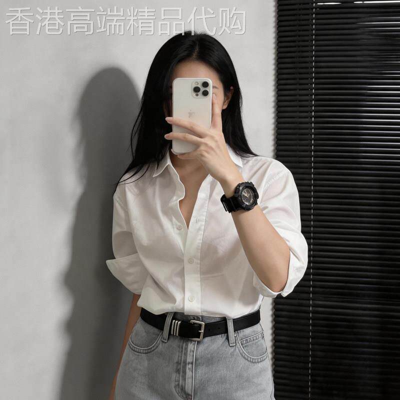 通勤风白色简约时尚衬衫女2026秋季新款欧货小个子休闲打底衬衣潮