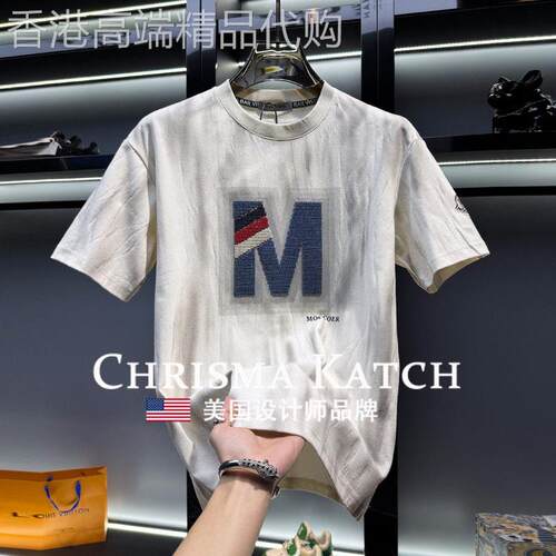 出口美国Chrisma Katch~高端刺绣短袖t恤潮牌美式扎染半袖上衣
