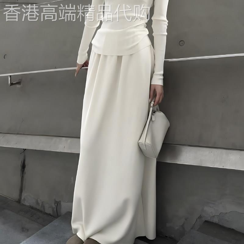 白色半身裙女2026春季新款高腰显瘦法式时髦百搭宽松垂坠感直筒裙