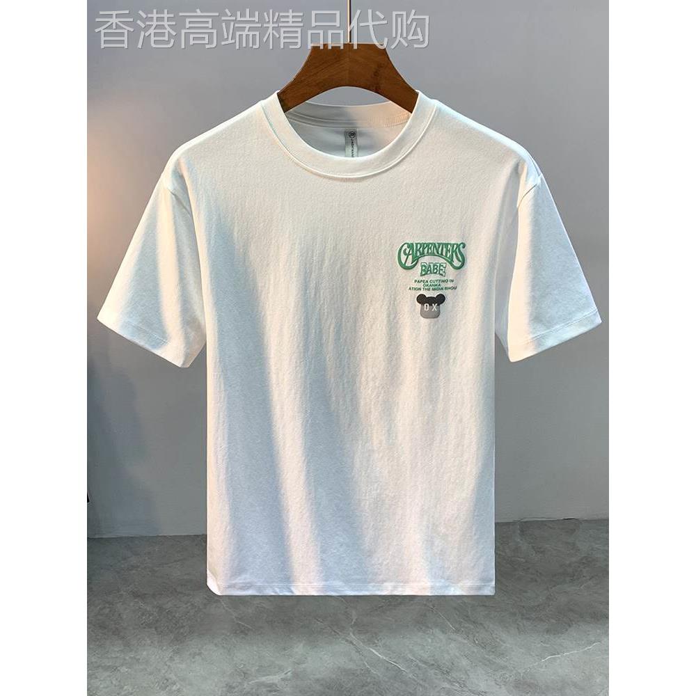 代购新款潮牌网红小熊字母印花圆领短袖T恤男士帅气棉质半袖T恤