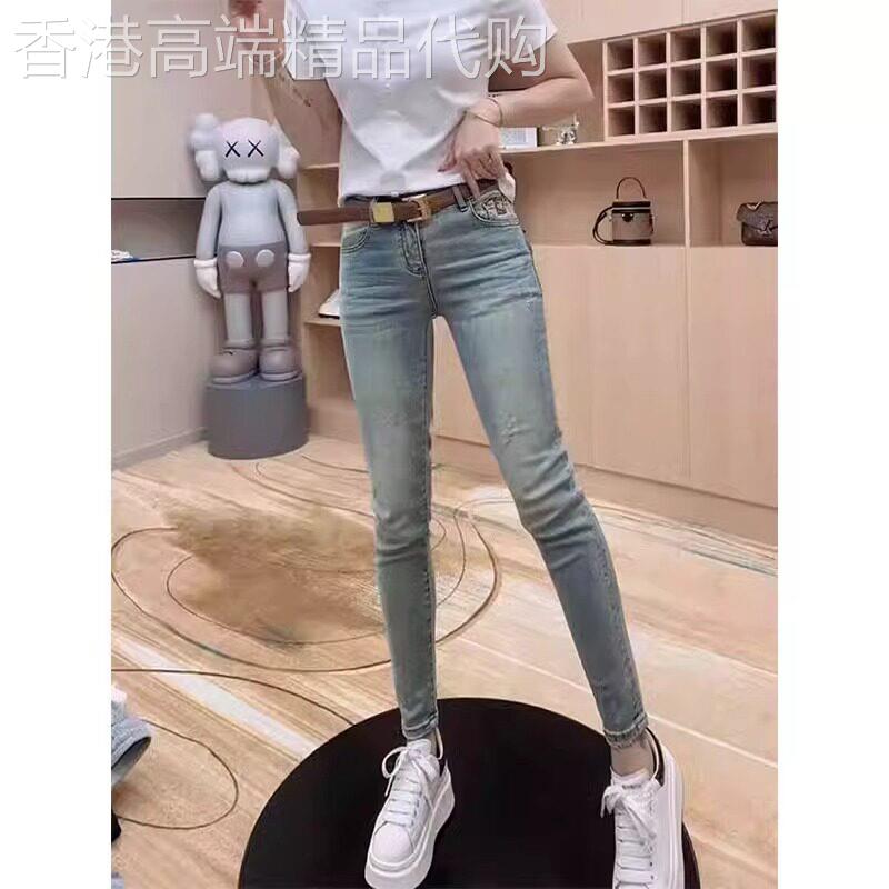 浅色牛仔裤女夏季薄款大码胖mm弹力紧身小脚裤小个子九分铅笔裤子