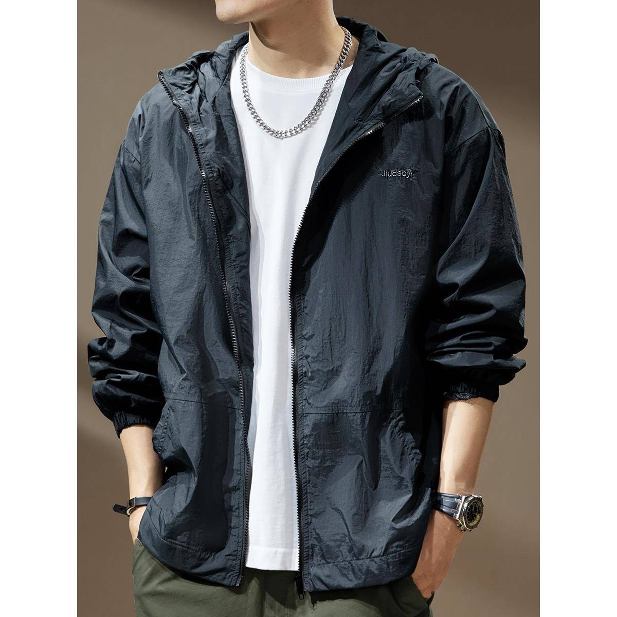 MMW山系防晒衣男2025春秋款户外连帽工装夹克外套防紫外线冲锋衣