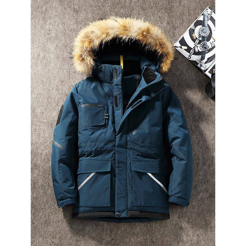 Mostarsea~中长款加厚工装羽绒服男士冬季户外防水保暖大毛领外套