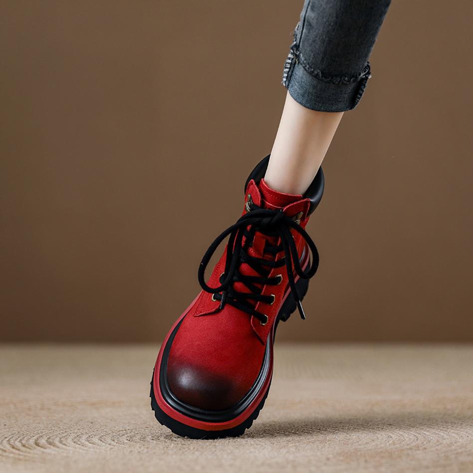 西班牙小众品牌ONGYSL覆古擦色英伦风马丁靴女款百搭时尚显瘦短靴