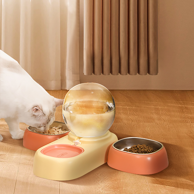 猫碗双碗猫食盆不锈钢喂食饮水二合一猫咪饮水机不易打翻狗盆狗碗