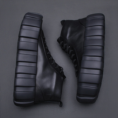 厚底增高马丁靴头层牛皮短靴子男