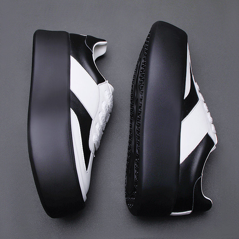 欧洲站冬季潮鞋2025新款黑白拼色板鞋松糕厚底男士休闲鞋子老爹鞋,流行男鞋,单鞋,淘宝优惠券,粉丝福利购,淘宝优惠卷