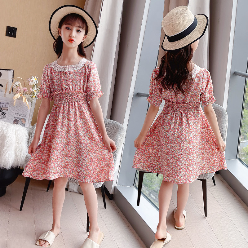女童连衣裙夏装五六七八十岁小女孩碎花清新公主裙子短袖夏天衣服