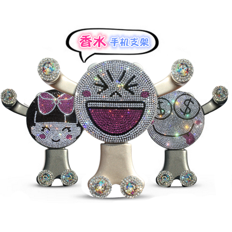 出风口镶钻卡通小女孩手机支架