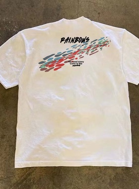 260g重磅不透个性设计时尚斑点印花T恤夏季纯棉圆领短袖男女同款