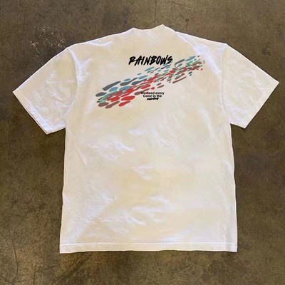 260g重磅不透个性设计时尚斑点印花T恤夏季纯棉圆领短袖男女同款