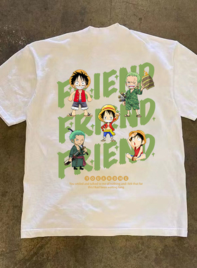 JSC{纯棉时代} 260g重磅不透潮流卡通印花t恤夏季圆领短袖男宽松