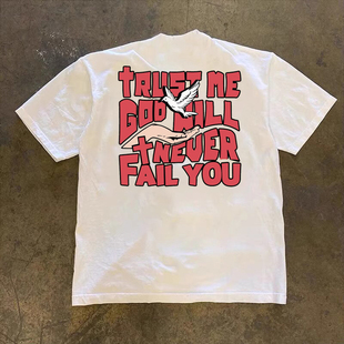 男女情侣款 260g重磅不透小众信仰和平鸽印花T恤夏季 纯棉圆领短袖