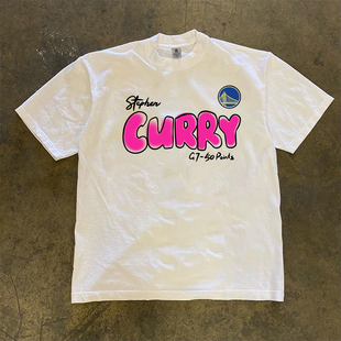 男宽松 圆领短袖 JSC{纯棉时代} 260g重磅不透潮流库里印花t恤夏季