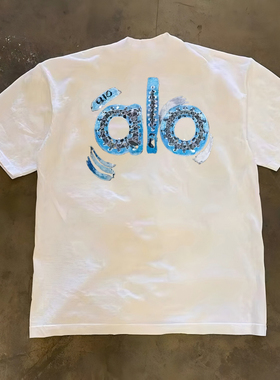 100%纯棉 高街潮款个性印花T恤重磅潮流夏季短袖男款宽松休闲半袖