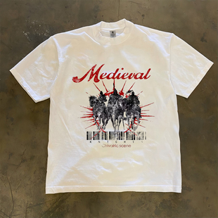 100%纯棉 重磅不透潮款个性印花T恤潮流夏季短袖男款宽松休闲半袖