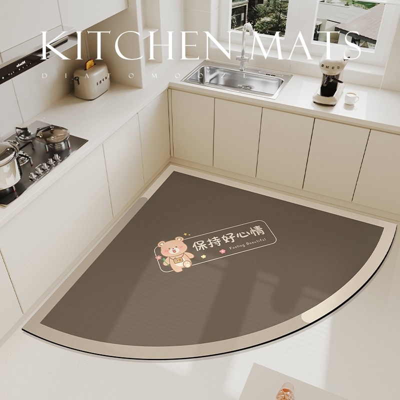 厨房地垫防油防水脚垫2024新款硅藻泥耐脏免打理扇形转角专用地毯,居家布艺,厨房地垫,淘宝优惠券,粉丝福利购,淘宝优惠卷