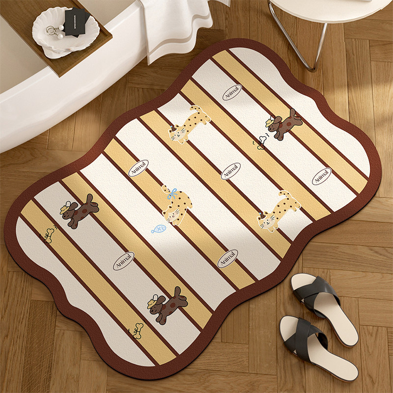 卡通浴室地垫硅藻泥吸水速干垫子厕所门口防滑踩脚地毯耐脏易打理