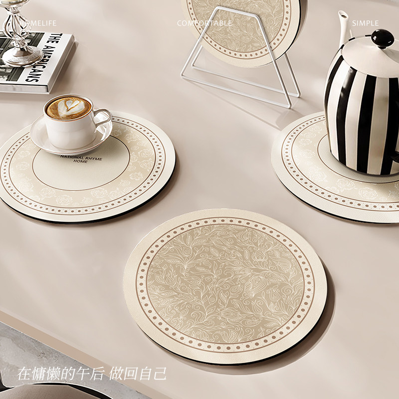 餐盘垫防水防油隔热防烫免洗复古皮革垫法式轻奢高级感杯垫隔热盘,居家布艺,餐垫,淘宝优惠券,粉丝福利购,淘宝优惠卷