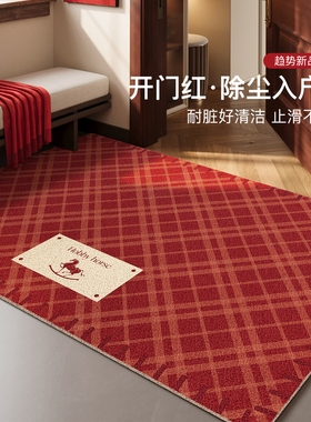 入户门地垫家用玄关红色新年除尘免洗丝圈脚垫地毯防滑刮沙门垫子