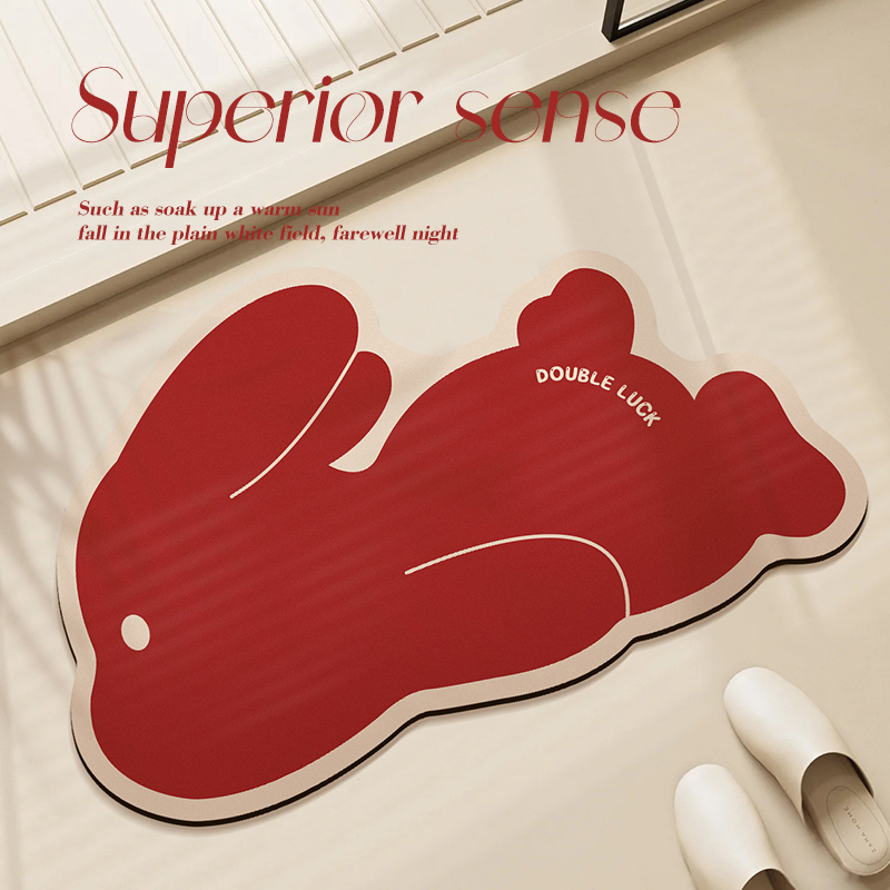 卫浴地垫硅藻泥可爱简约异形兔子