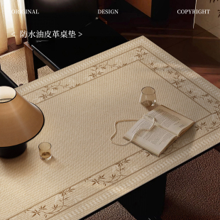 法式中古风餐桌垫防水防油隔热防烫免洗皮革桌垫茶几垫台面保护垫