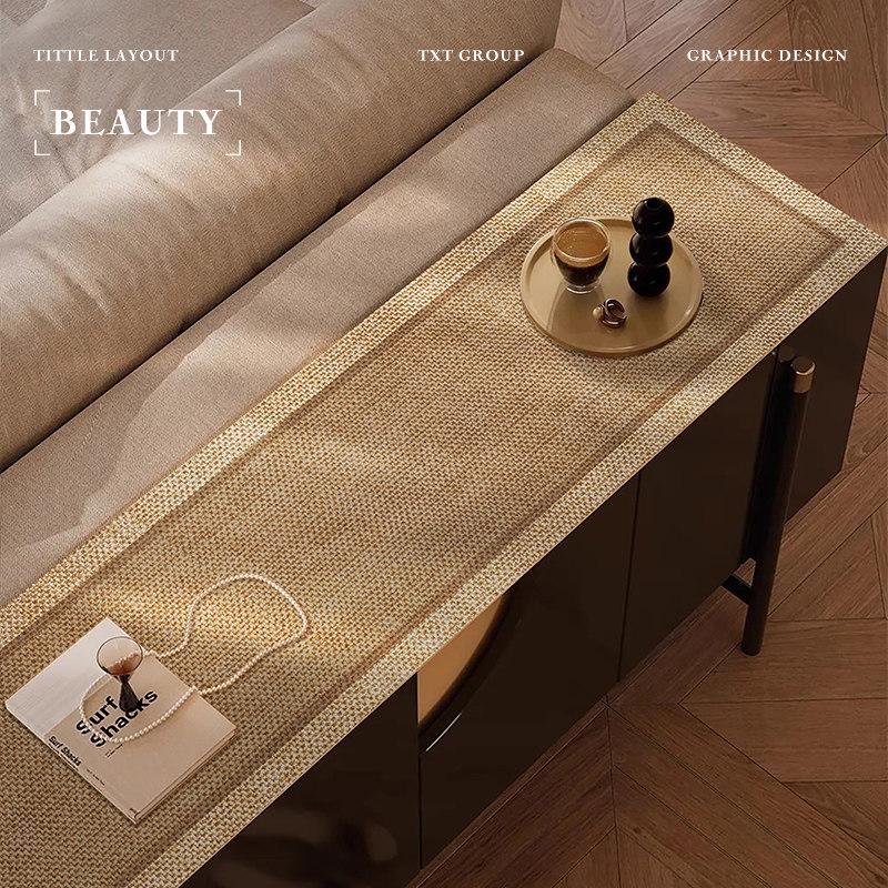 轻奢高级感餐边柜桌垫仿亚麻纹电视机柜垫防水防油厨房台面防尘垫