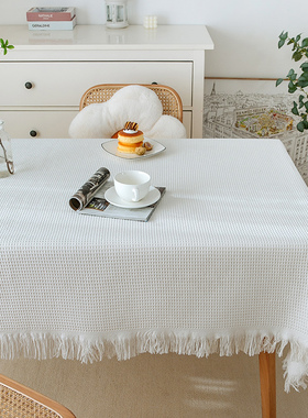 棉麻桌布长方形化妆台布北欧ins白色拍照高级感茶几桌布2023新款