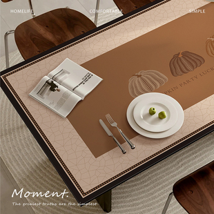 轻奢高级感餐桌垫免洗防油防水防烫复古皮革桌布茶几台面保护垫子