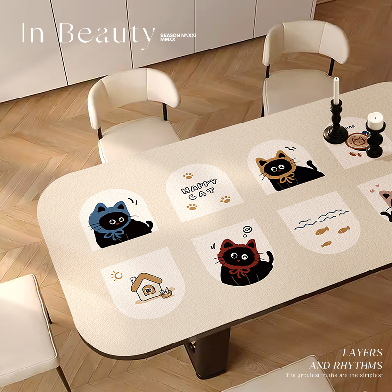 奶油风隔热防烫防水防油餐桌垫