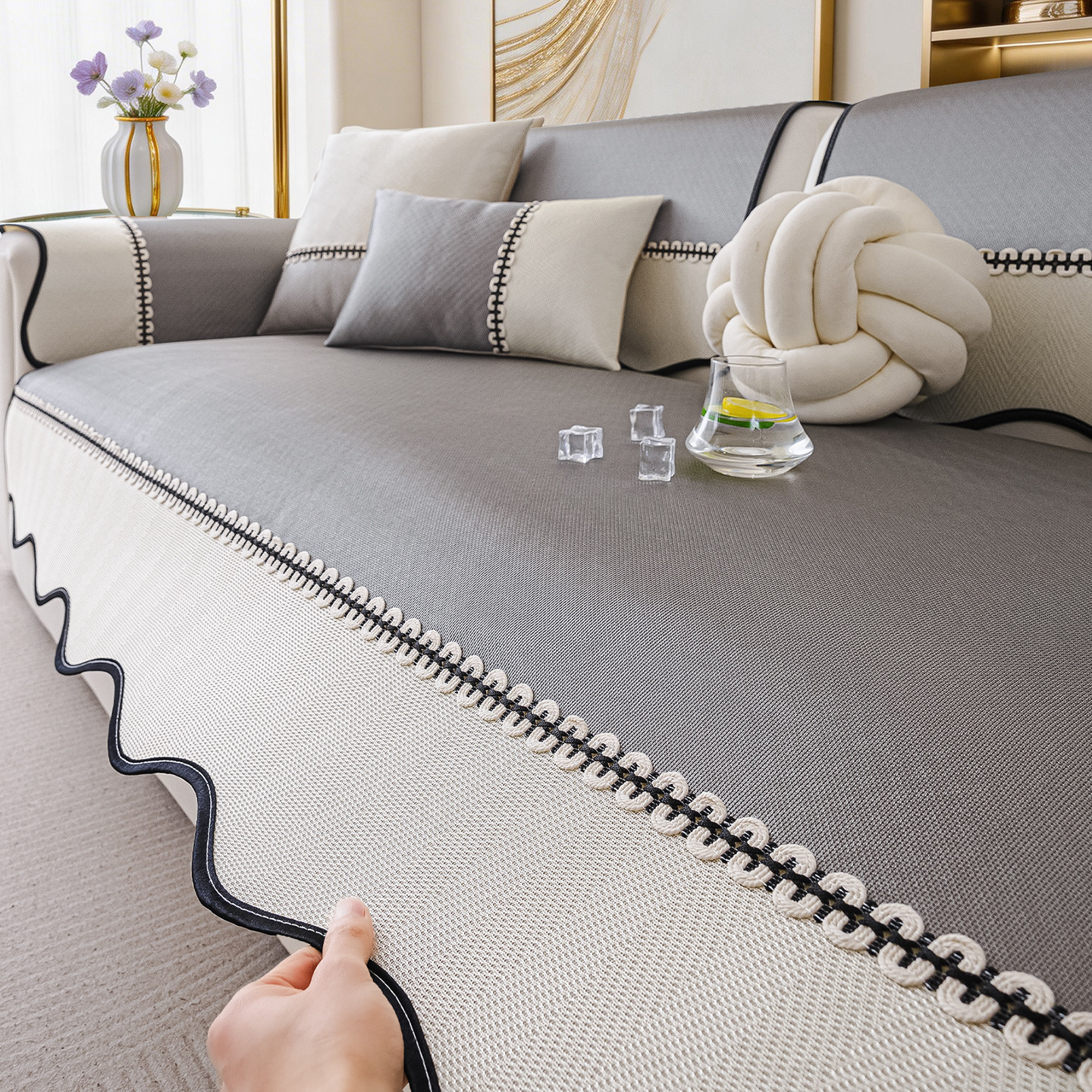 高级感夏季沙发垫轻奢冰丝沙发凉席坐垫2026新款夏天凉感沙发盖布