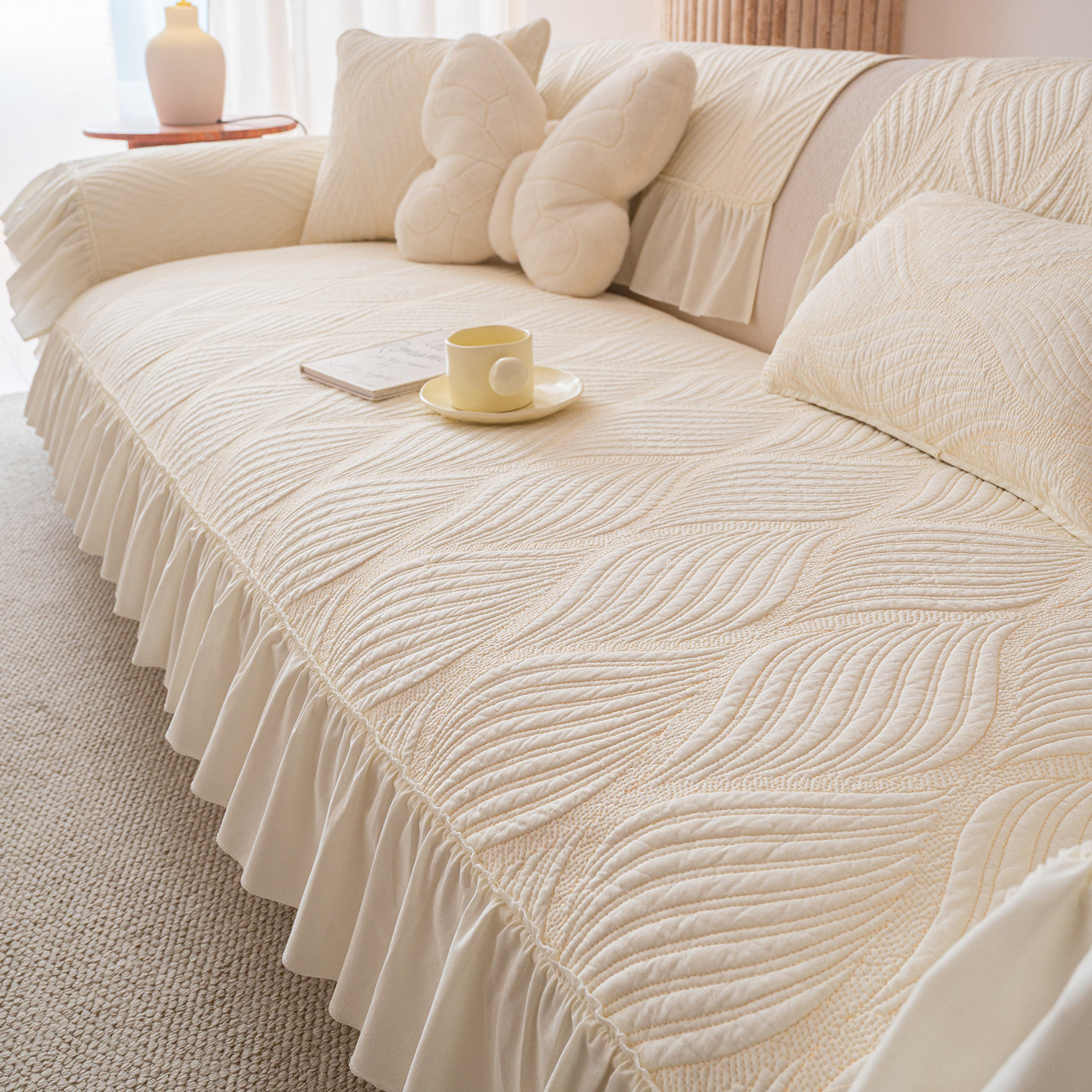 2026新款奶油风空气棉沙发垫四季通用一片式防滑防猫抓沙发坐垫子