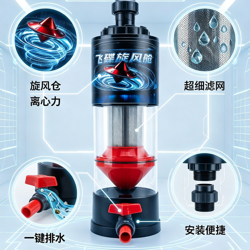 飞碟旋风筒鱼便分离器鱼马桶自清洁鱼马桶