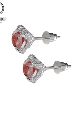 GB欧美嘻哈风龙爪黑色耳钉银针浆果红亚血红色单颗钻镶嵌龙爪耳钉