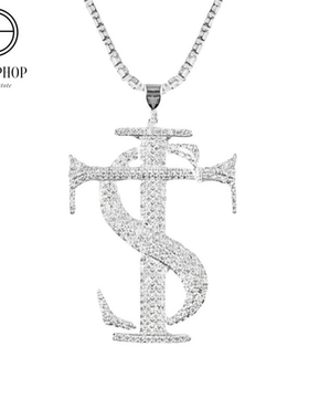 GB嘻哈风高级满钻吊坠STK同款项链美式复古超银休闲街头说唱潮流