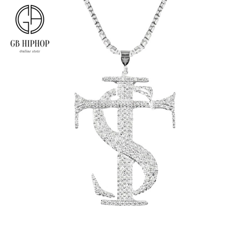GB帅嘻哈风满钻吊坠STK同款项链