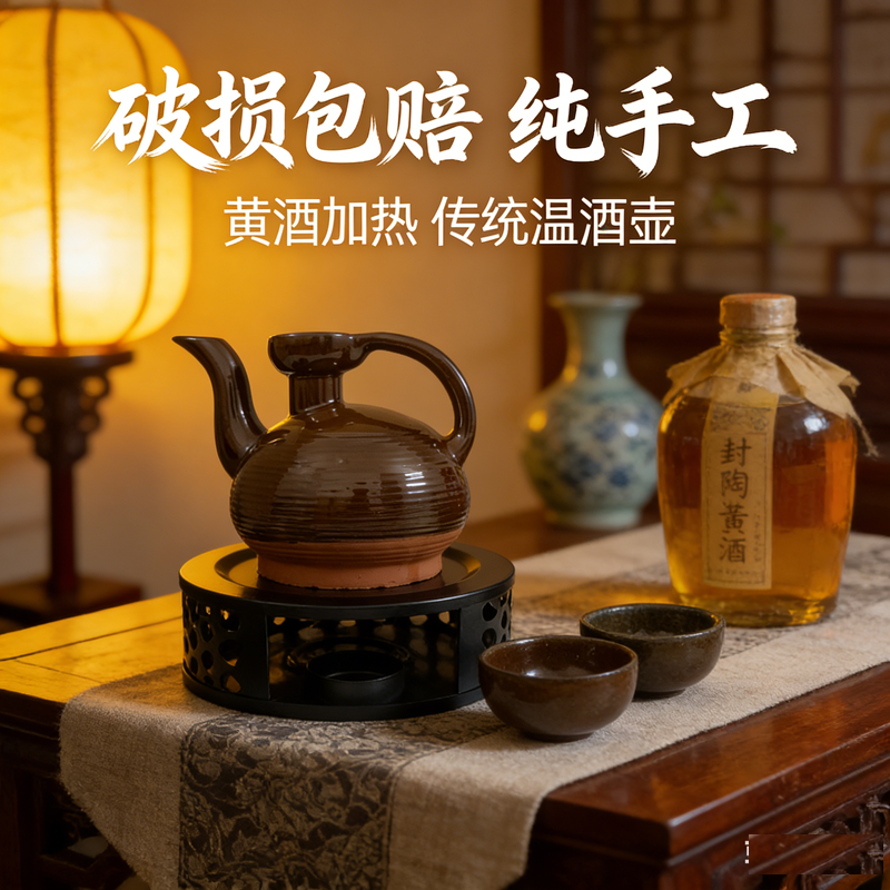 家用户外手工陶瓷酒壶黄酒加热传统明火温酒壶酒燎子烫酒温酒器