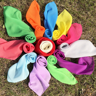 舞蹈雪纺丝巾纯色纱巾跳舞手绢手帕表演道具红色方巾秧歌考级专用