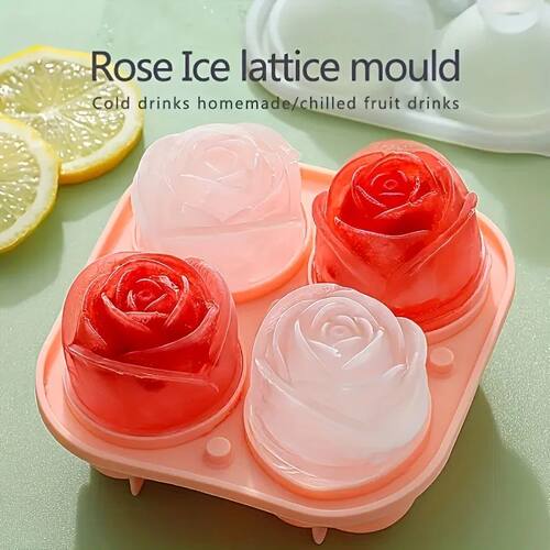 1pc Whiskey Ice Ball Shaped Rose Flower Silicone Ice Tray -