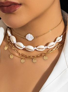 Necklace Beach Pearl Starfish shell vintage necklace珍珠项链