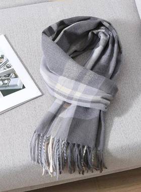 2023 Winter Cashmere Scarf for Men Plaid Color Warm Pashmina