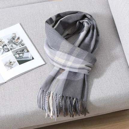 2023 Winter Cashmere Scarf for Men Plaid Color Warm Pashmina