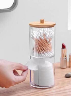 Acrylic Storage Box Bathroom Jar Makeup Organizer Cotton Rou