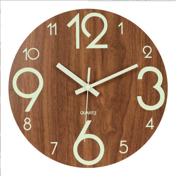 Luminous wood grain wall clock 夜光木纹挂钟