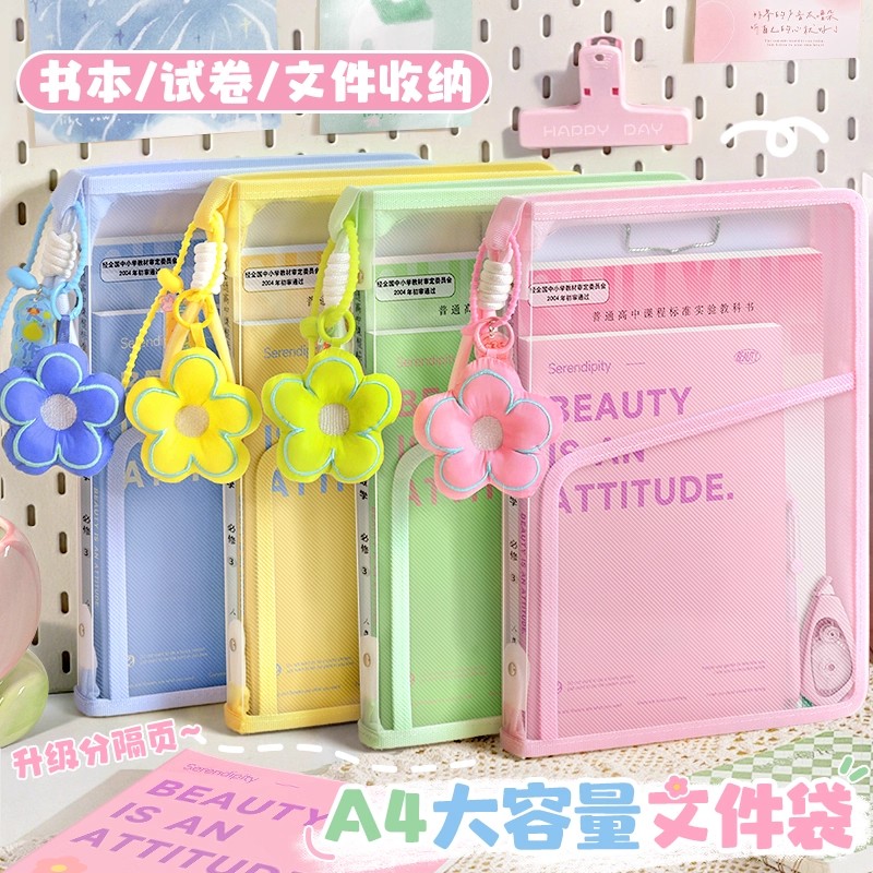 文件袋拉链式高颜值L型透明科目