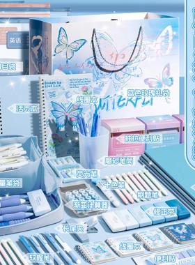 蓝色系礼物小学生文具套装礼盒2025新款女孩款高颜值生日伴手礼一年级男孩学习用品大礼包盲袋生日礼物伴手礼