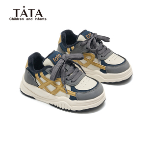TATA他她童鞋女童板鞋冬款中大童男童保暖加绒防滑运动滑板鞋棉鞋