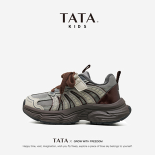 中大童运动鞋 TATA童鞋 男女童加绒老爹鞋 2025秋冬新款 子 儿童休闲鞋