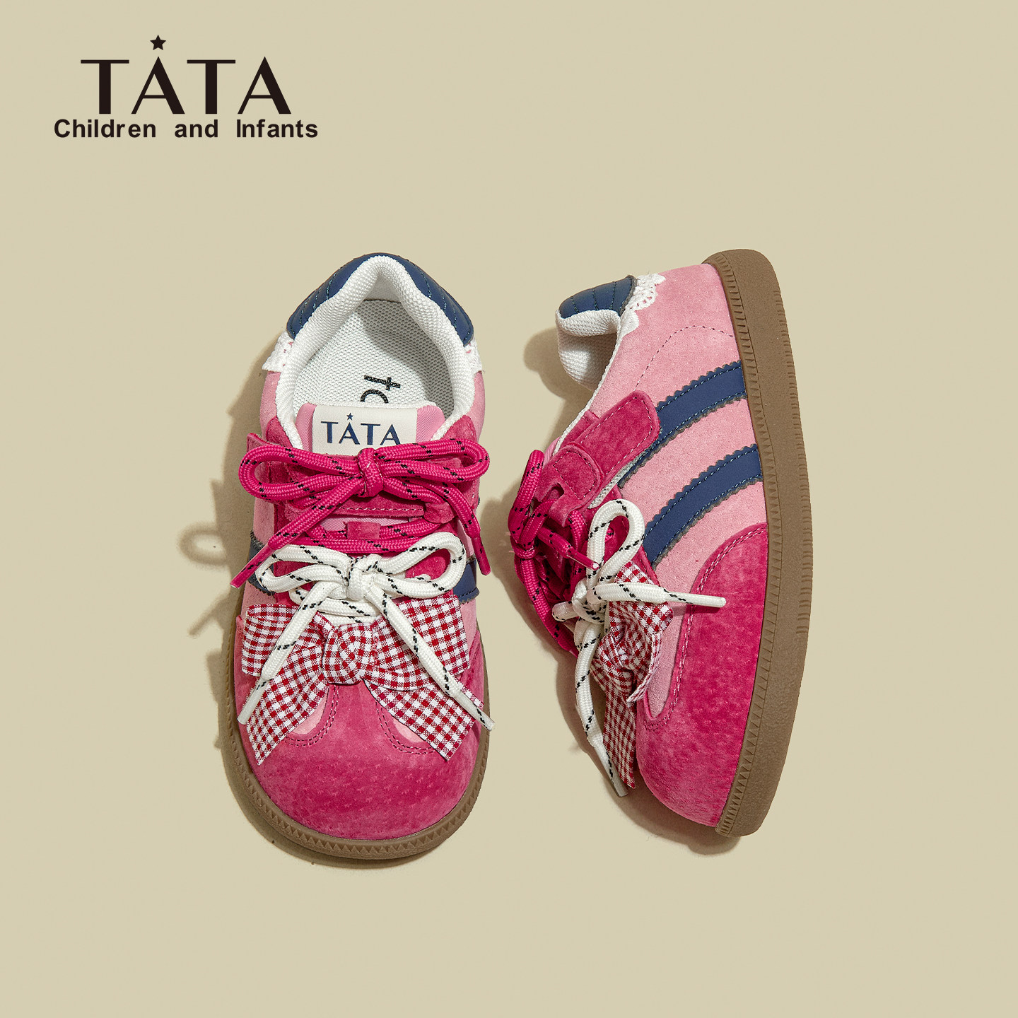 TATA童鞋儿童时尚休闲鞋2025秋冬新款女童蝴蝶结板鞋蕾丝风德训鞋,童鞋/婴儿鞋/亲子鞋,板鞋,淘宝优惠券,粉丝福利购,淘宝优惠卷